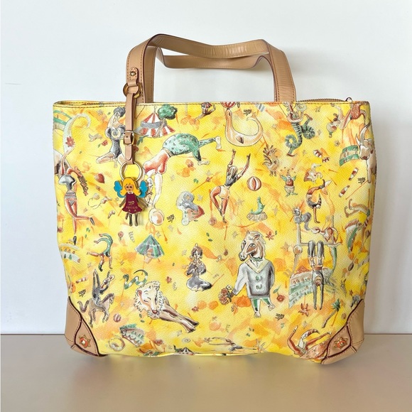 Piero Guidi Magic Circus Yellow shoulder Tote bag purse Italy EUC Made in Italy - Picture 1 of 8